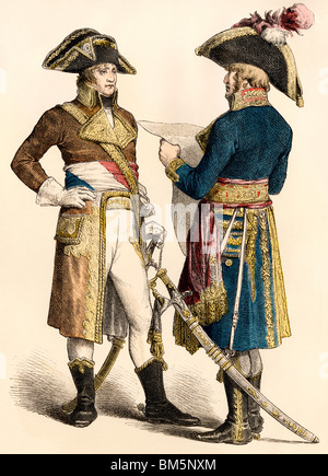 French generals during the early Napoleonic Wars, 1799-1800. Hand-colored print Stock Photo