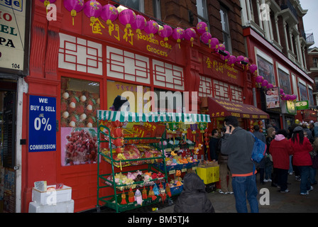 Chinese shop in London's Chinatown, decorated for the Chinese New Year of the Tiger, Soho, London UK Stock Photo