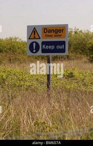 A warning sign - deep water please keep out Stock Photo: 29635142 - Alamy