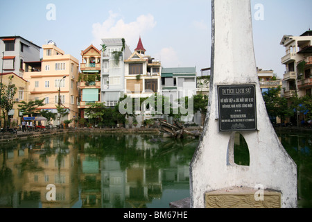 Famous lake in Hanoi with part of an American B-52 bomber. Vietnam Stock Photo