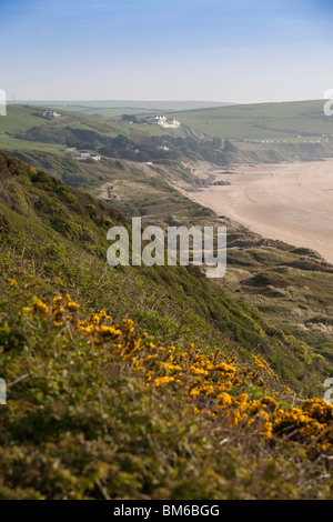 UK, England, Devon, Woolacombe Sands Beach looking towards Putsborough Stock Photo
