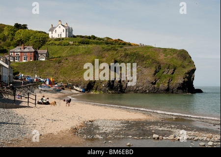 The beach and cove at Llangrannog, Ceredigion, Wales, UK Stock Photo