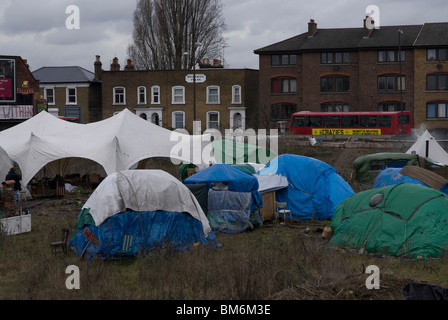 Eco camp near Kew Bridge West London UK Stock Photo