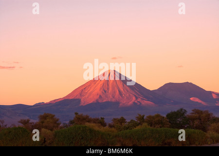 Licancabur volcano and the oasis of San Pedro de Atacama, Atacama Desert, Chile, South America Stock Photo