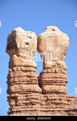 Navajo Twins Rock, Bluff, Utah, USA Stock Photo