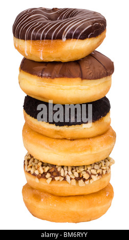 Stack of assorted donuts isolated on white background Stock Photo - Alamy