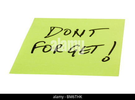 Don't Forget text written on an adhesive note Stock Photo