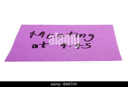 Word Meeting written on an adhesive note Stock Photo