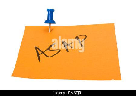 Word ASAP written on an adhesive note Stock Photo