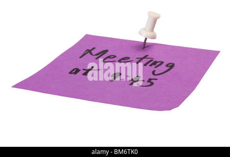 Word Meeting written on an adhesive note Stock Photo