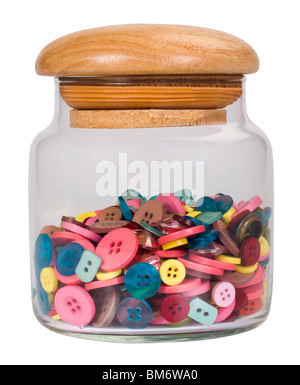 Close-up of a jar of buttons Stock Photo