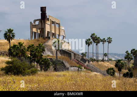 The old Rutenberg hydroelectric power-plant dating to 1932 at Naharayim or Baqoura where the Yarmouk River flows into the Jordan River in Israel Stock Photo