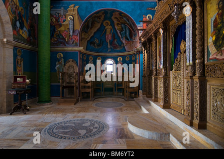 Interior of the Orthodox Church of St John the Baptist in the baptismal site Al-Maghtas also called Bethany located on the Jordan River in Jordan Stock Photo