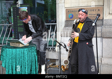 COPENHAGEN MAY 22, 2010 -The avant-garde duo 'Jensen&Georges' at inauguration ceremony Europe in Bloom - Europ. Environm. Agency Stock Photo