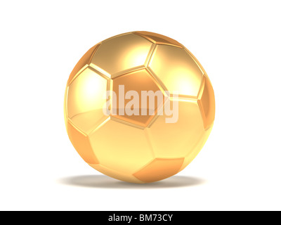 Golden soccer ball isolated on white background Stock Photo