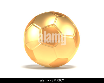 Golden soccer ball isolated on white background render Stock Photo - Alamy