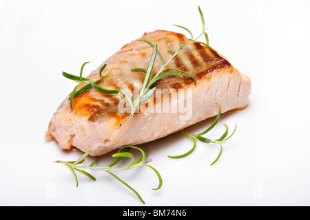 Grilled fish, salmon steak closeup Stock Photo