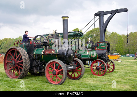 Steam traction engines on display at the Bill Targett Memorial Rally near Winchester in May 2010. Stock Photo