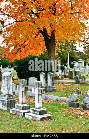 Fall Colors, National Cemetery, Winchester, Frederick County, Virginia Stock Photo