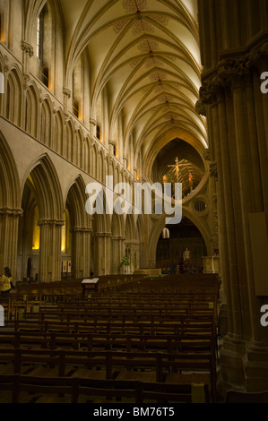 The Nave Looking Towards The Scissor Arches Wells Cathedral Interior Somerset England