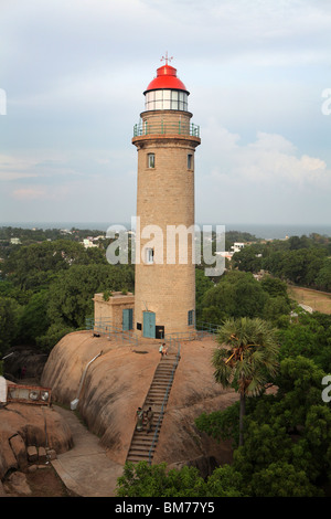 The lighthouse at Mahabalipuram or Mamallapuram Tamil Nadu state in India. Stock Photo