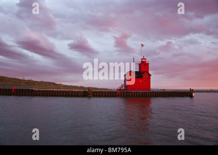 The Big Red Lighthouse at Lake Michigan MI Holland MI State Park pictures images photos large high resolution horizontal in USA US hi-res Stock Photo
