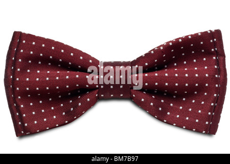 a red dotted bow-tie on white with clipping path Stock Photo