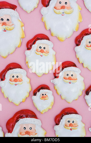 Group of Santa head decorations in various sizes Stock Photo