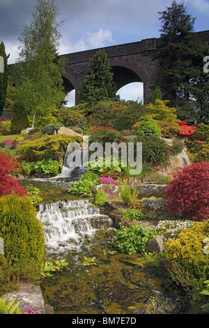 Waterfalls in Kilver Court Garden, Shepton Mallet, Somerset, England, UK Stock Photo