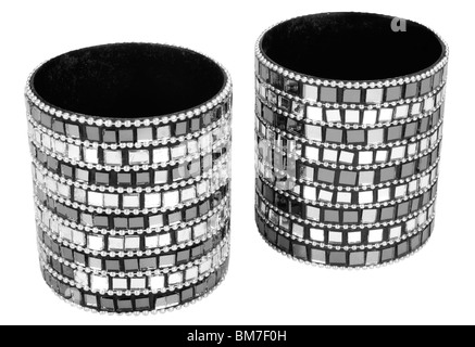 Close-up of two candlestick holders Stock Photo