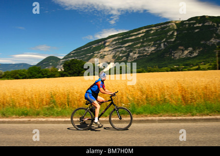 Haute-Savoie department (Upper Savoy) (74) : Cyclist Stock Photo