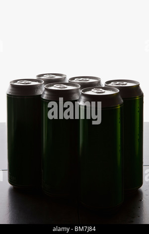 Six cans of beer Stock Photo
