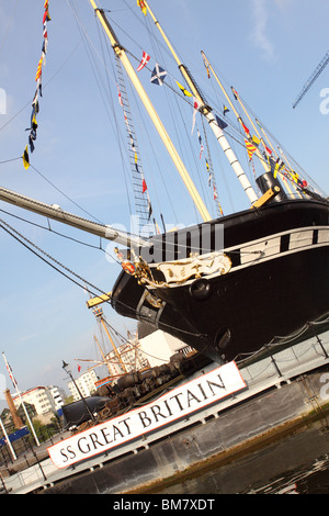 The SS Great Britain steamship preserved in Bristol harbour docks built by Isambard Kingdom Brunel Stock Photo