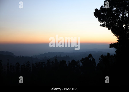 View of Ooty, short for Ootacamund at sunset, a popular hill station resort in Tamil Nadu state, India. Stock Photo