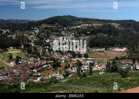 View of Ooty, short for Ootacamund, a popular hill station resort in Tamil Nadu state, India. Stock Photo