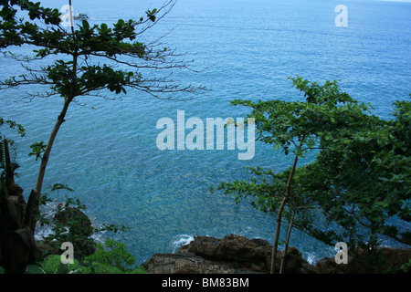 View over the gulf of Thailand from a cliff on Koh Chang, Thailand. Stock Photo