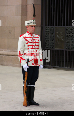 Bulgarian National Guard soldier in front of the Presidential Palace, Sofia, Bulgaria Stock Photo