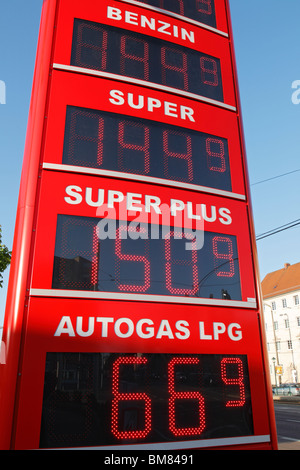 petrol station fuel price sign in May 2010 in Germany Stock Photo