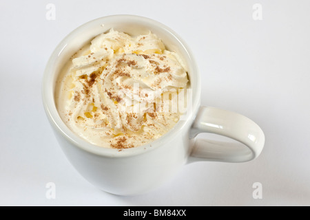 Cappuccino coffee in a medium plain white mug Stock Photo