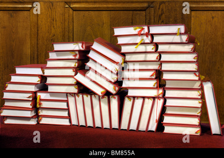 Hymnals and prayer books - stack Stock Photo