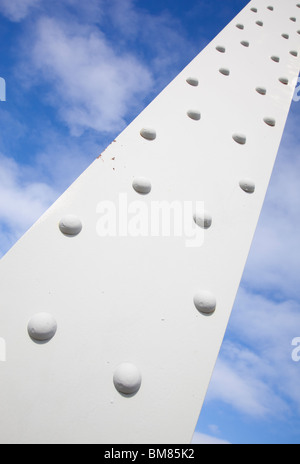 Riveted steel beam at a steel bridge support structure Stock Photo