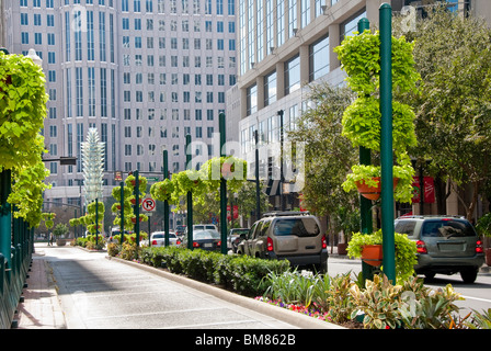 Orange Avenue with stainless steel and glass Orlando Tower in front of the City Hall in downtown Orlando, Florida, USA Stock Photo