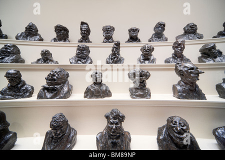 Washington DC National Gallery of Art. Display of a series of bronze casts of caricatures of politicians by Honoré Daumier. Stock Photo