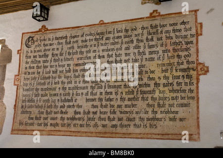 17th century ten commandments, Patrishow Church, Black Mountains, Wales, UK, Europe Stock Photo