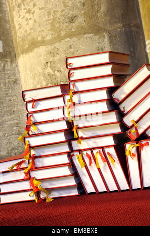 Hymnals and prayer books - stack Stock Photo