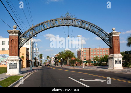 Ybor City Welcome Arch, Tampa, Florida. Stock Photo