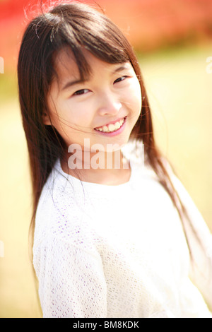 Portrait of girl smiling, Awaji city, Hyogo prefecture, Japan Stock Photo