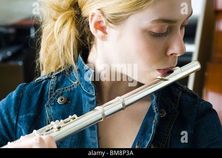Flautist practicing Stock Photo