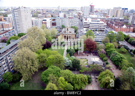 View over King Square & St Clements Church in Finsbury, Islington, London Stock Photo