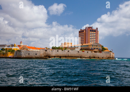 The remains of Fort Amsterdam at the entrance to Willemstad harbor, Curacao, Netherland Antilles. Stock Photo